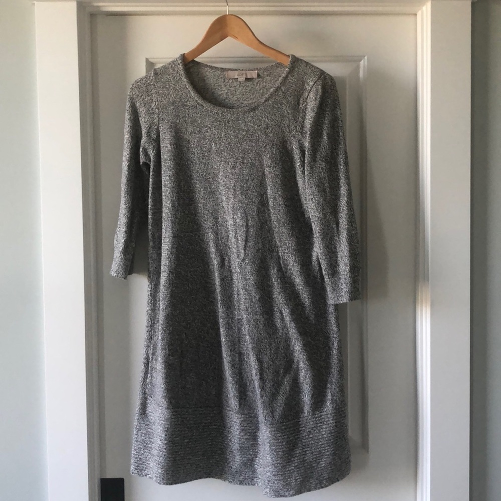 Loft grey heathered sweater dress